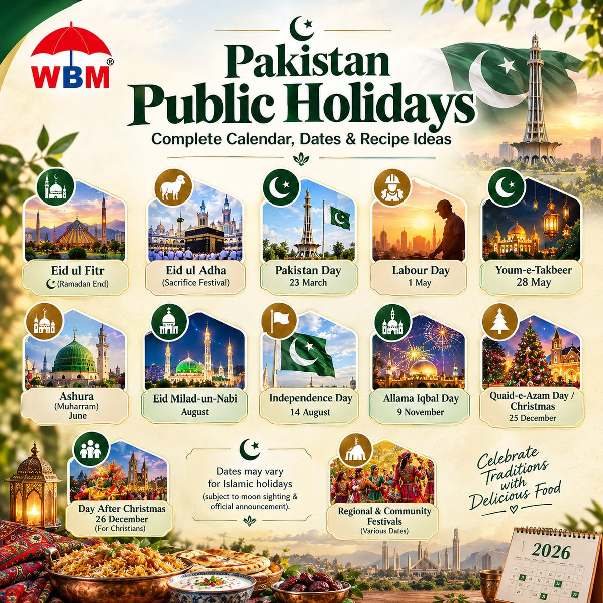 Public Holidays in Pakistan: Complete Calendar, Dates & Recipe Ideas for Each Holiday