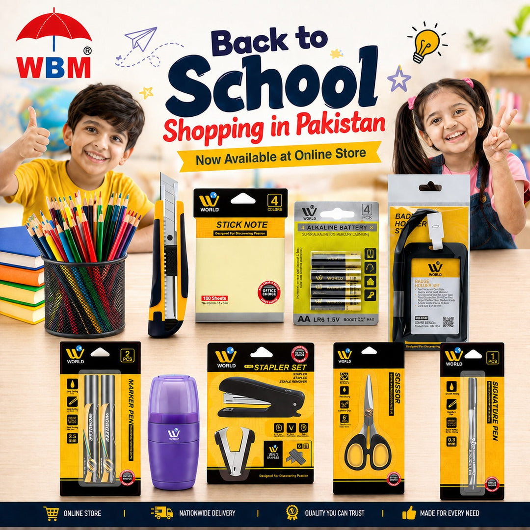 Back to School Shopping in Pakistan Now Available at Online Store | WBM Stationery Items