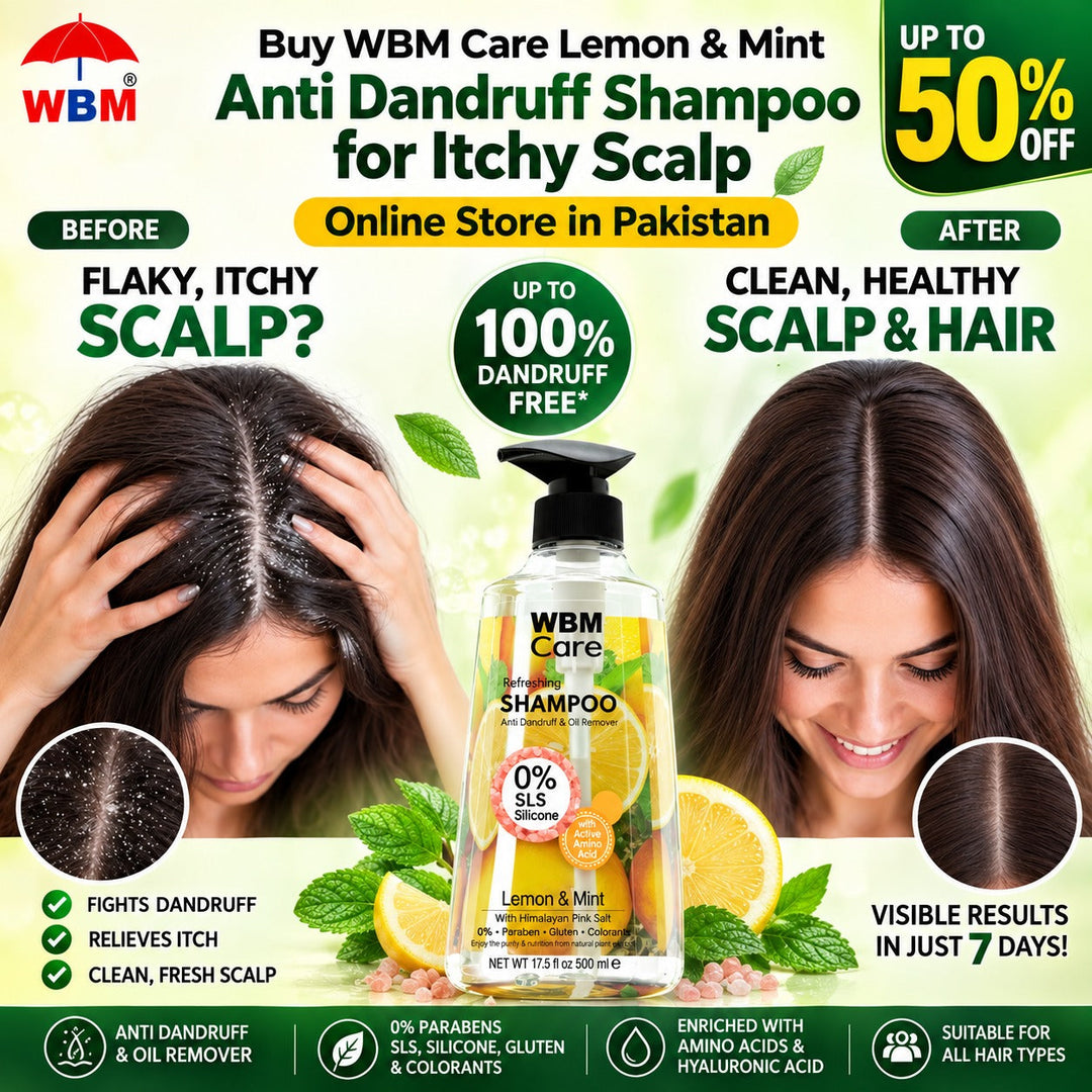 Buy WBM Care Lemon & Mint Anti Dandruff Shampoo for Itchy Scalp | Online Store in Pakistan