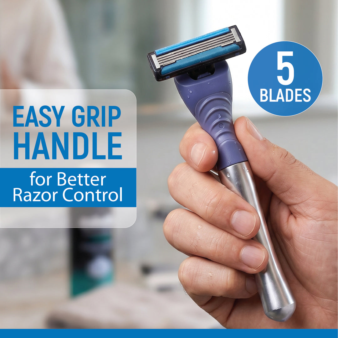 Portable Five Blade Men Razor with Storage Box &amp; Extra Refill | WBM Men Care
