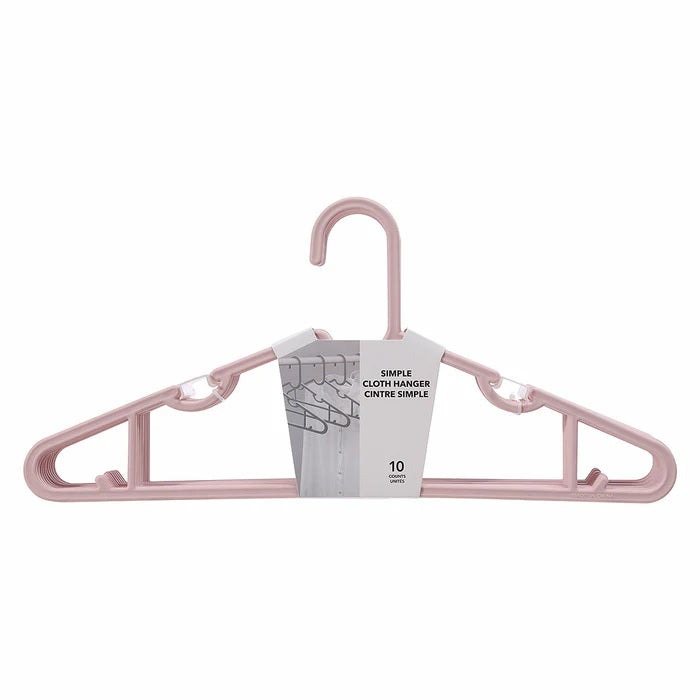 Simple Cloth Hanger Set – 10 Pcs Pink Space Saving Wardrobe Hangers | WBM MART