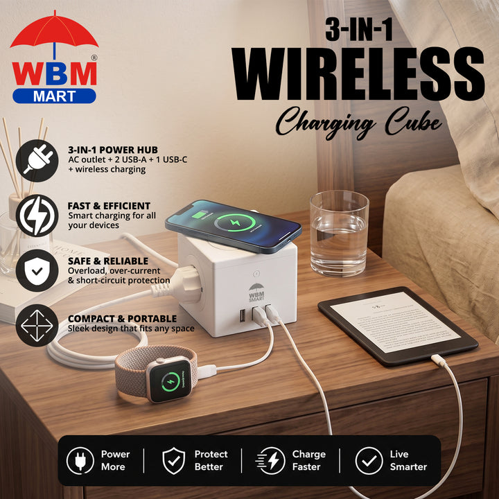 3-in-1 Wireless Charging Cube | WBM Smart