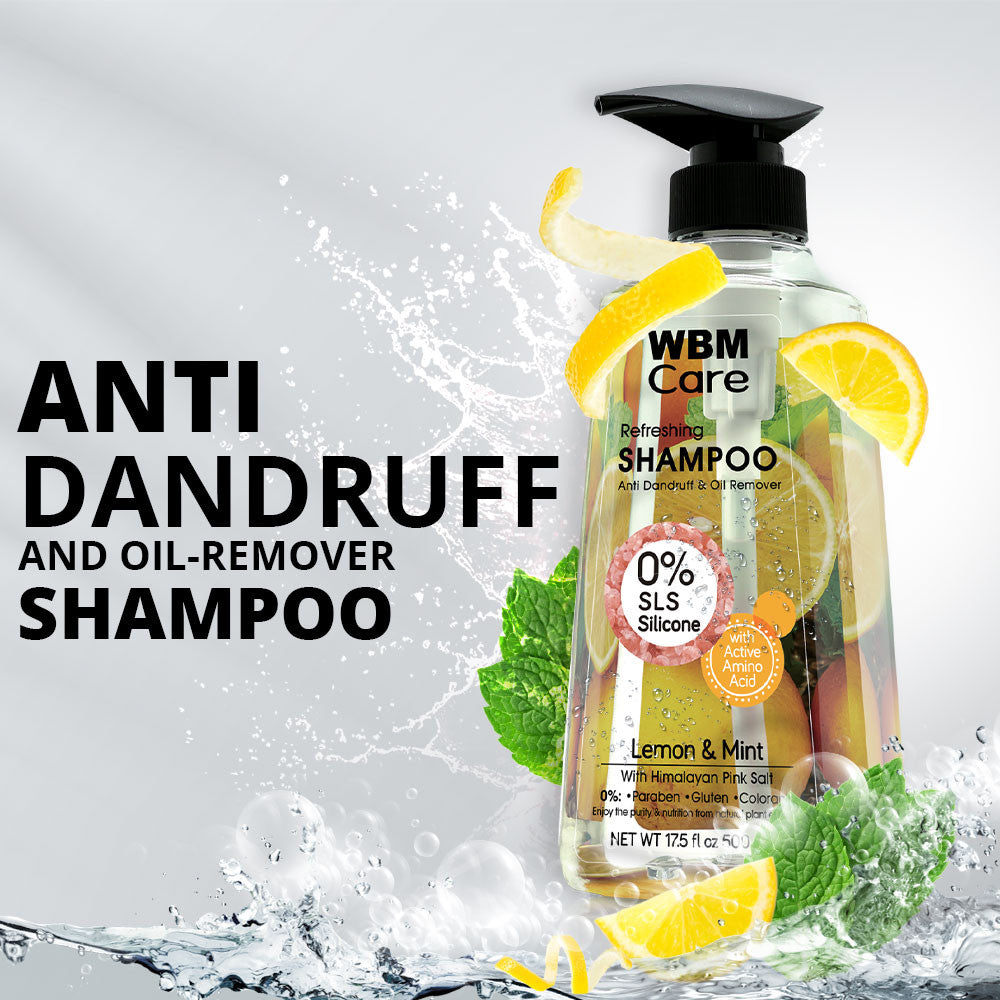 Anti-Dandruff Shampoo with Lemon &amp; Mint - 500 ml | WBM Care