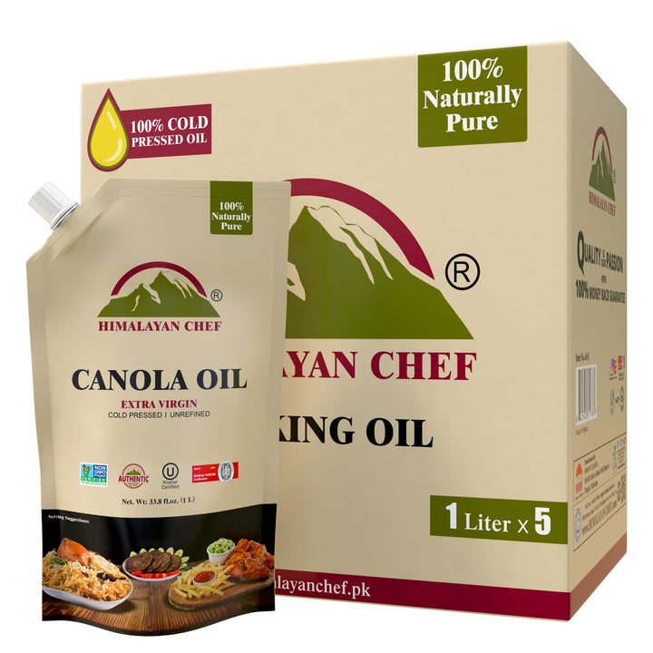 Canola Oil - 11 lbs (1x5 Ltr) | Unrefined Extra Virgin - Himalayan Chef