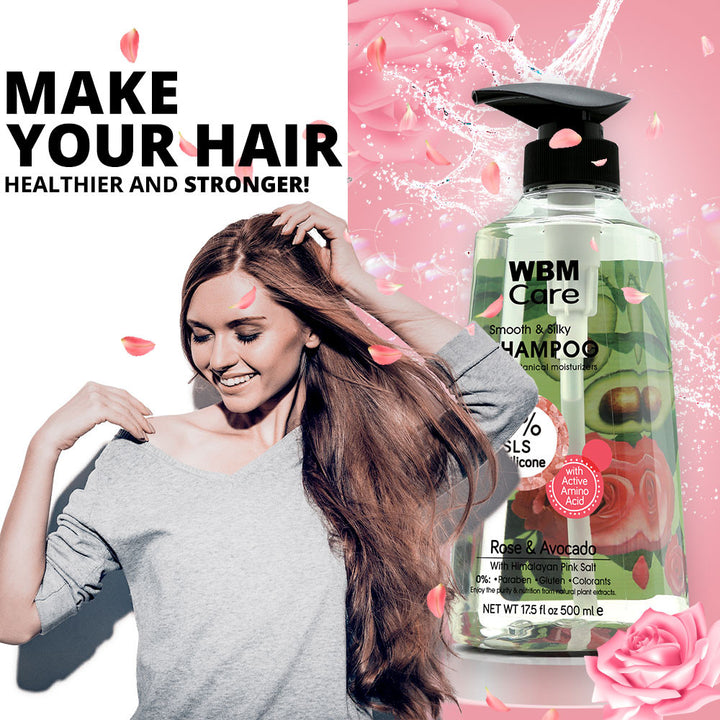 Smooth &amp; Silky Shampoo with Rose &amp; Avocado - 500 ml | WBM Care