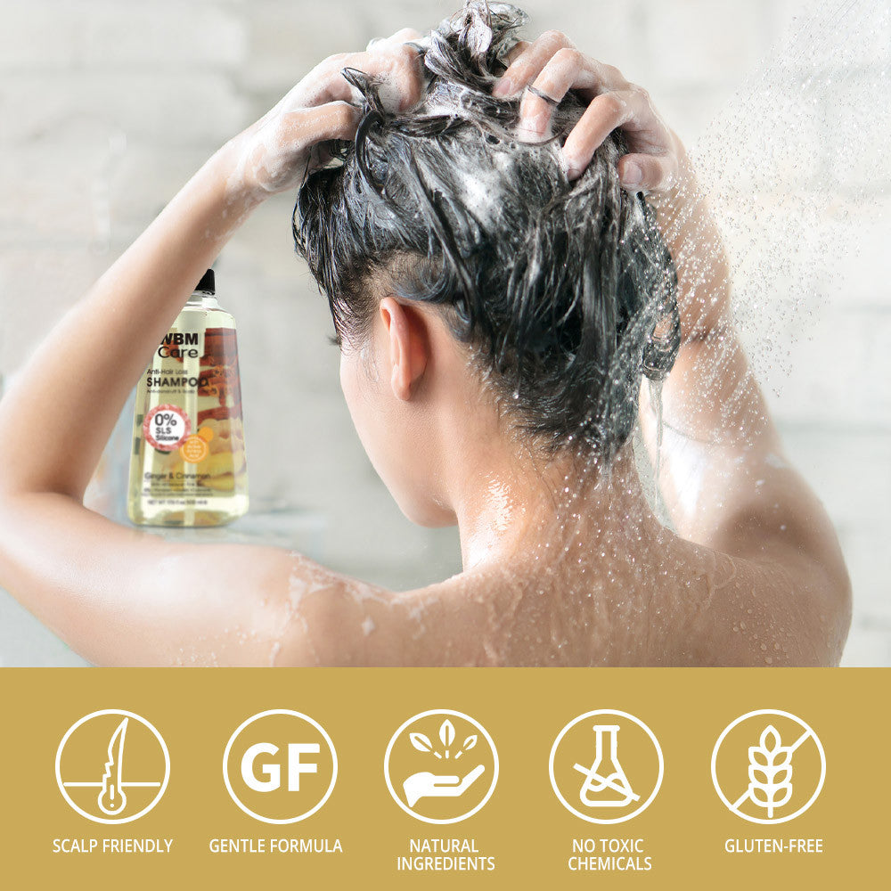 Anti-Hair Loss Shampoo with Ginger &amp; Cinnamon - 500 ml | WBM Care