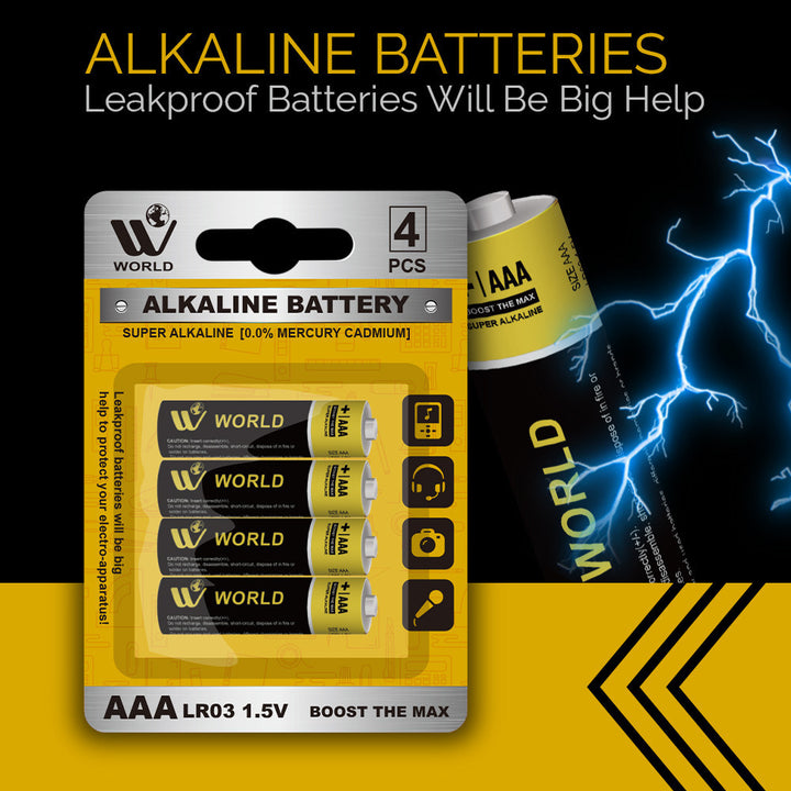 Alkaline Battery Cells AAA - 4 Pcs | WBM World
