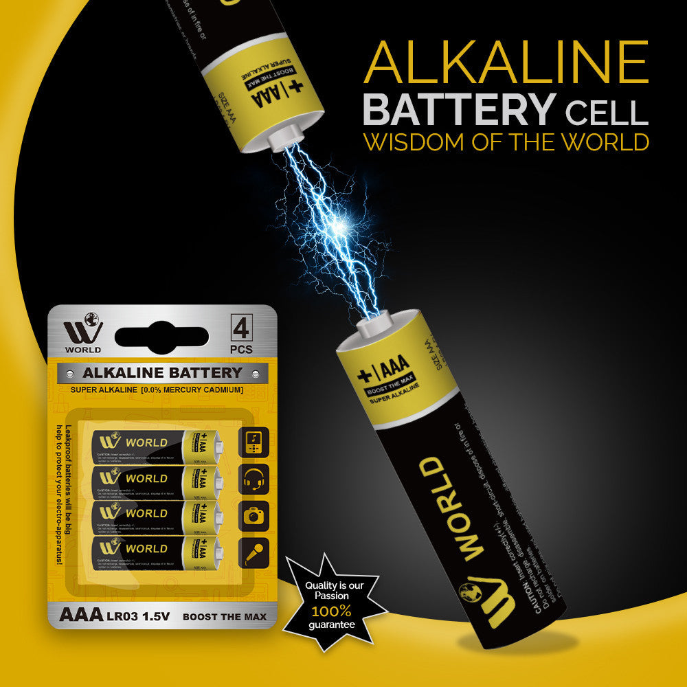 Alkaline Battery Cells AAA - 4 Pcs | WBM World