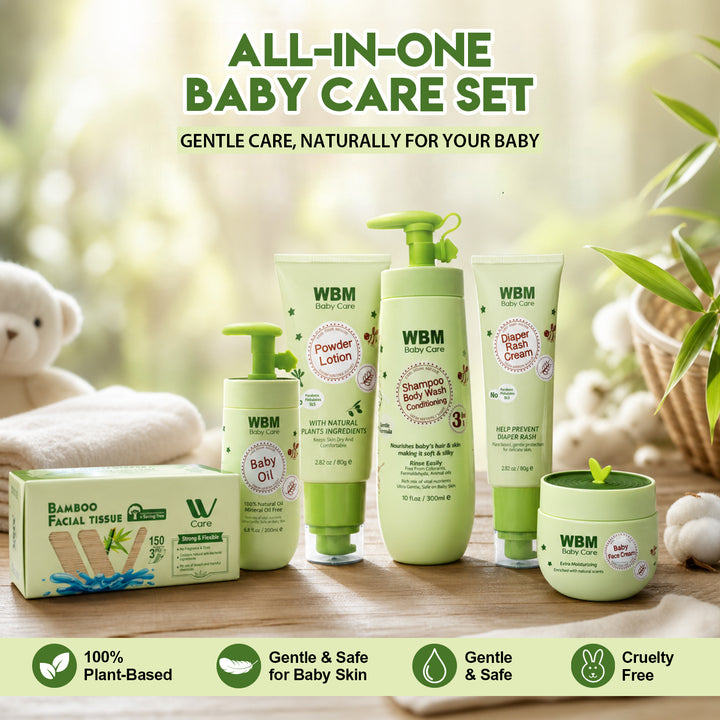 WBM All in One Baby Care Set - Face &amp; Rash Cream, Baby Oil, Tissue, Powder Lotion &amp; Baby Shampoo