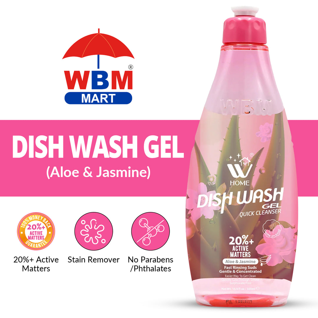 Dish Wash Gel Aloe &amp; Jasmine - 500ml | WBM Home