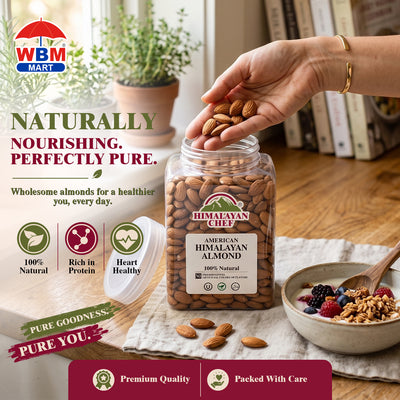 American Almond - 2.9 lbs (1300g) Large Plastic Jar | Himalayan Chef