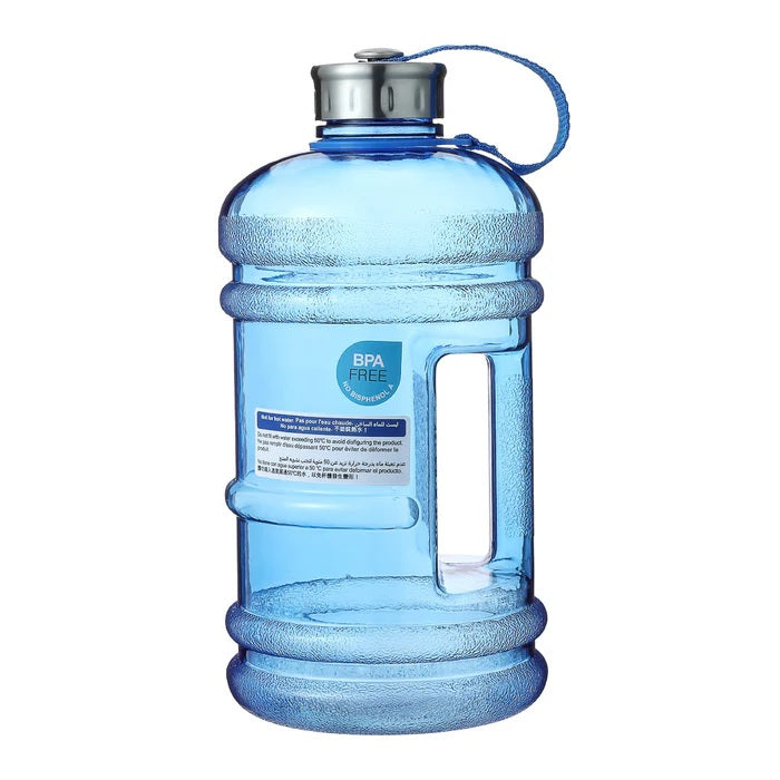 Large Capacity Plastic Cool Water Bottle with Handle and Strap for Sports, 2.2 L(Blue) | WBM MART