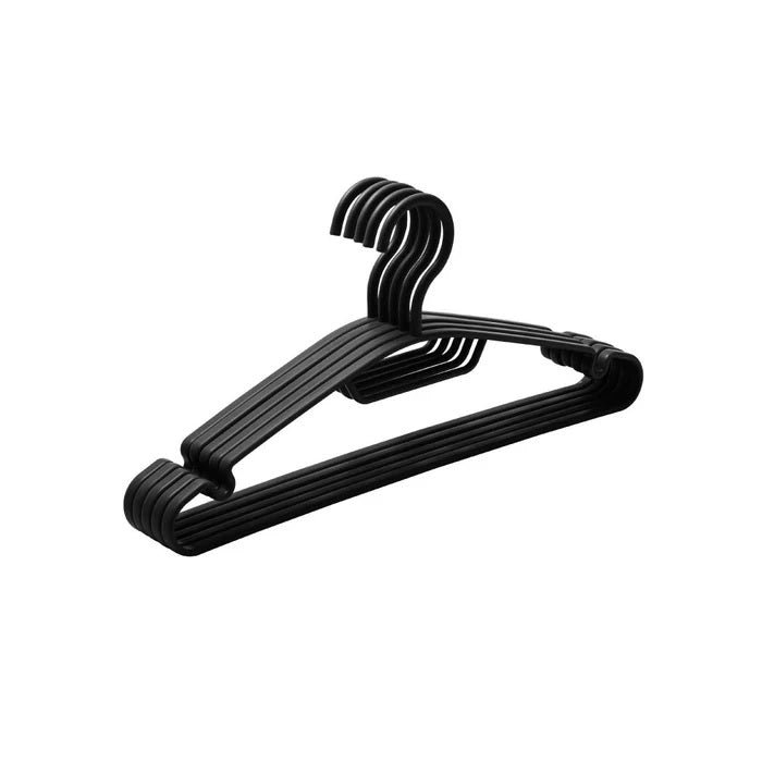 Anti-Slip Clothes Hanger Set – 5 Pcs Black Velvet Finish | WBM MART