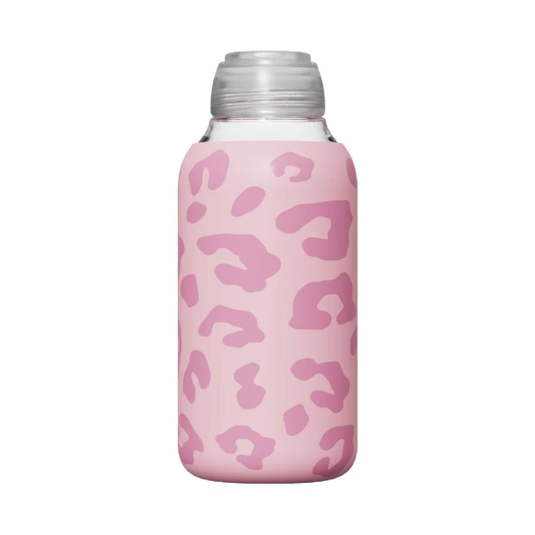 Glass Travel Water Bottle Colorful Leopard Print 500mL random color | WBM MART