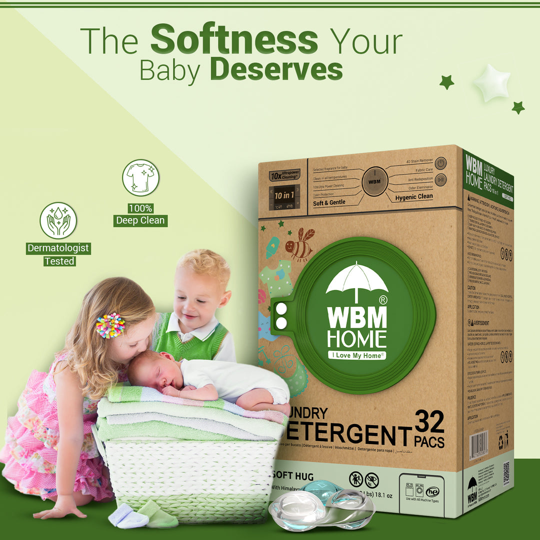 Laundry Pods (Soft Hug) Box - 32 Pcs | WBM Baby Care