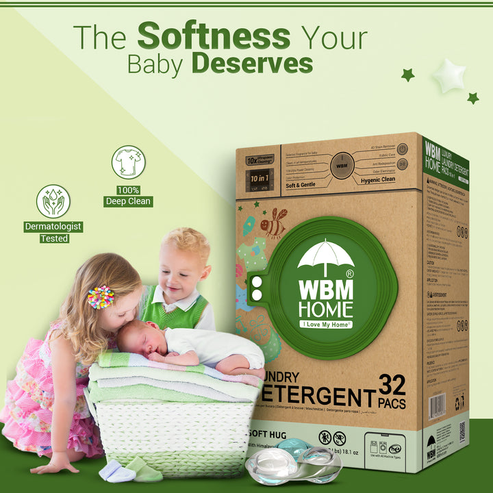 Laundry Pods (Soft Hug) Box - 32 Pcs | WBM Baby Care