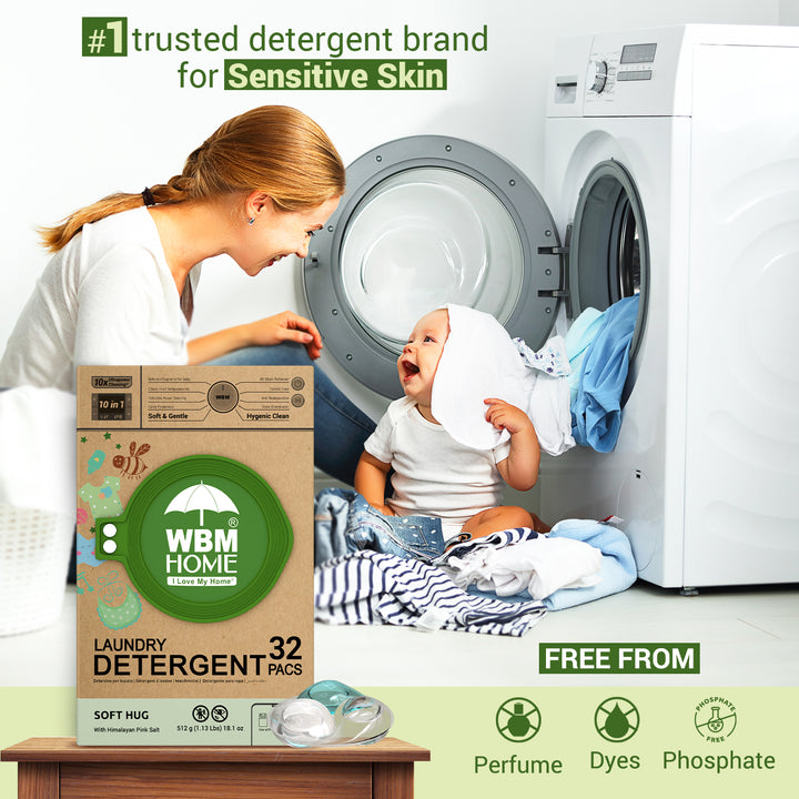 Laundry Pods (Soft Hug) Box - 32 Pcs | WBM Baby Care