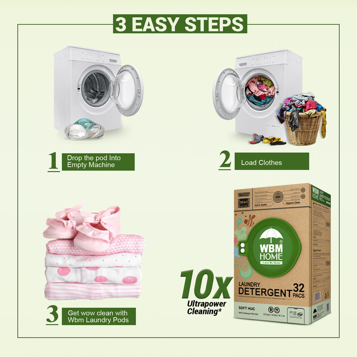 Laundry Pods (Soft Hug) Box - 32 Pcs | WBM Baby Care