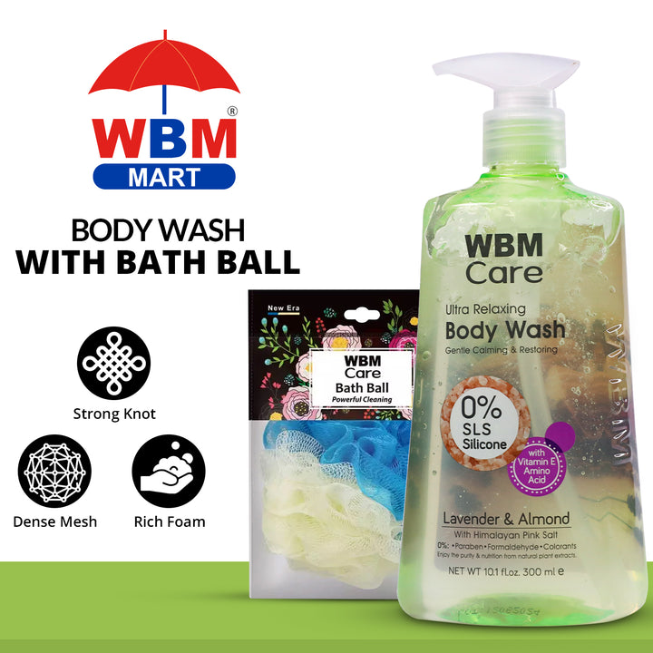 Body Wash Lavender &amp; Almond (300 ml) with Bath Ball New Era | WBM Care