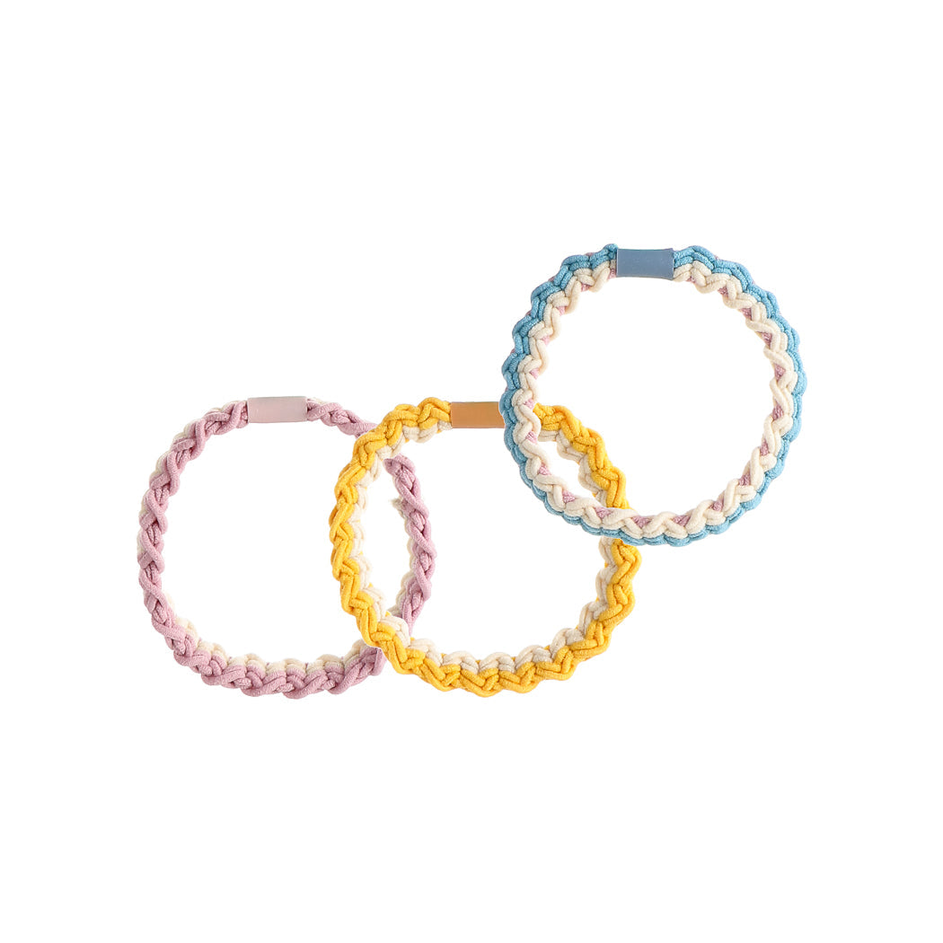 Braided Fabric Hair Tie Set Pack of 3 Assorted Color | WBM MART