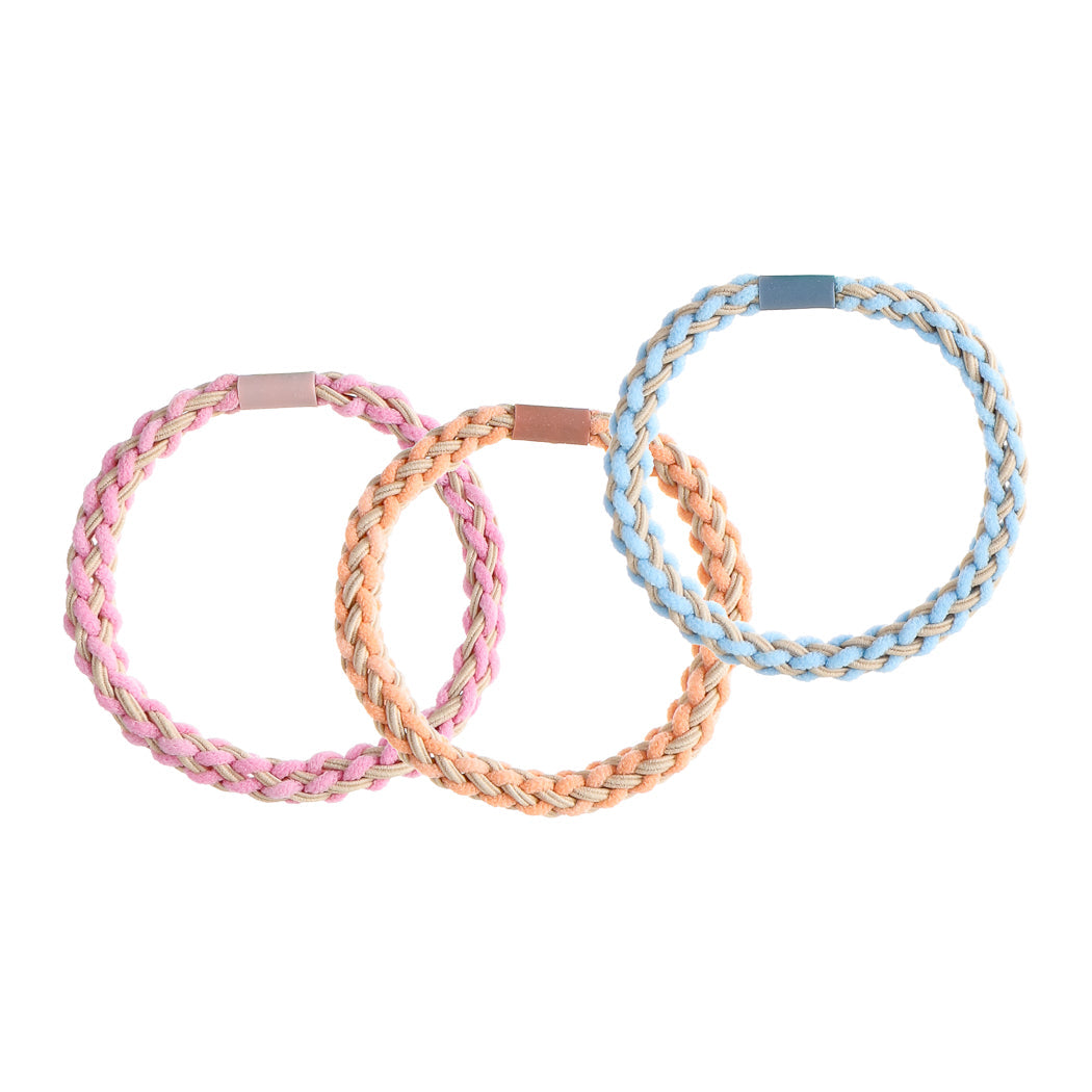 Braided Fabric Hair Tie Set Pack of 3 Any Random Color | WBM MART