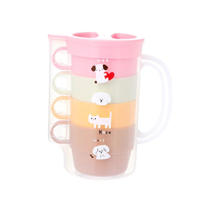 Stick Figure Puppy Series Water Pitcher with 4 Cups (1000mL) | WBM MART