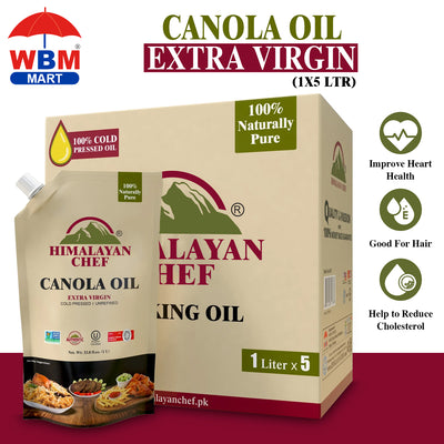 Canola Oil - 11 lbs (1x5 Ltr) | Unrefined Extra Virgin - Himalayan Chef