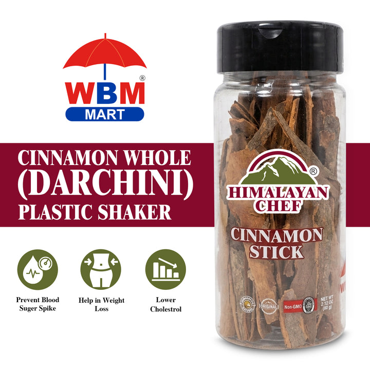 Cinnamon Whole (Darchini) Plastic Shaker - 0.2 lbs (100g) | Himalayan Chef