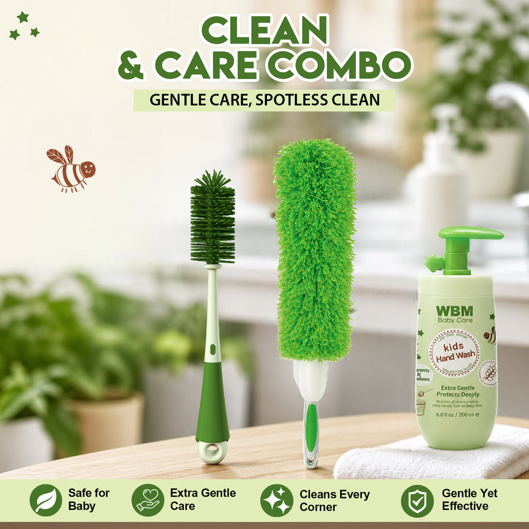 WBM Baby Cleaning &amp; Hygiene Kit – Bottle Brush, Hand Wash &amp; Duster