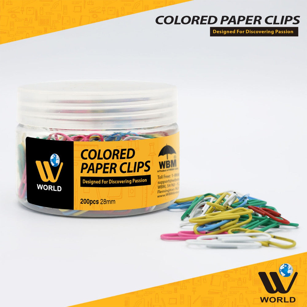 Colored Paper Clips - 200 Pcs | WBM World