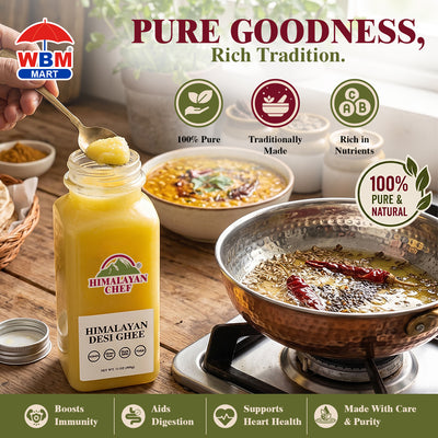 Desi Ghee Square Plastic jar - 0.66 lbs (0.3 Ltr) | Himalayan Chef