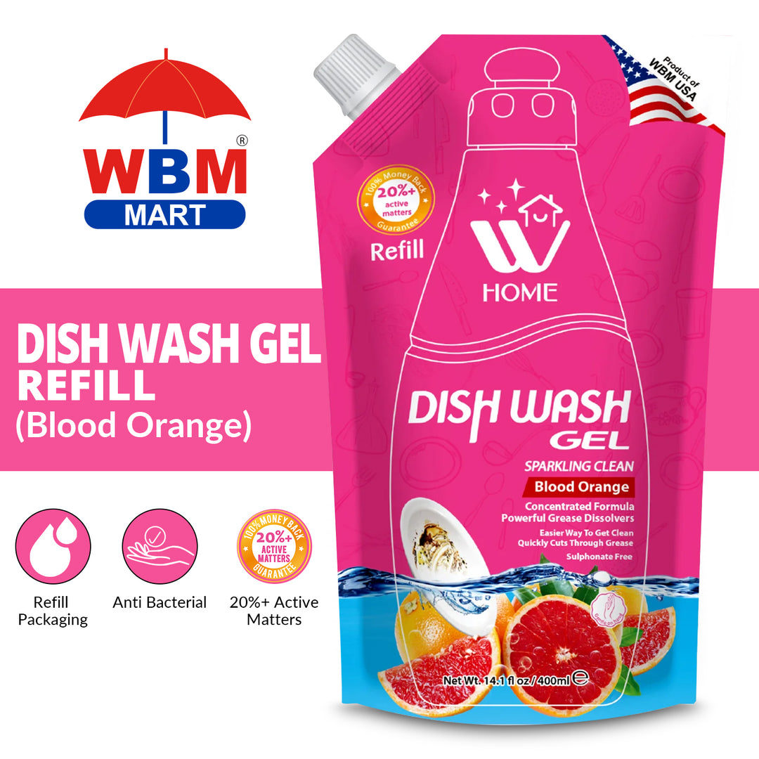Dish Wash Gel Blood Orange Refill - 400 ml | WBM Home