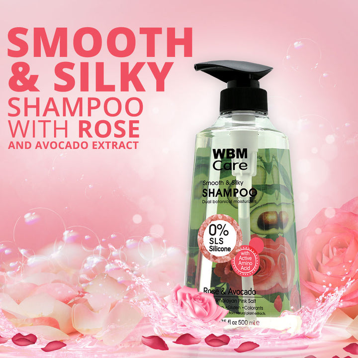 Smooth &amp; Silky Shampoo with Rose &amp; Avocado - 500 ml | WBM Care