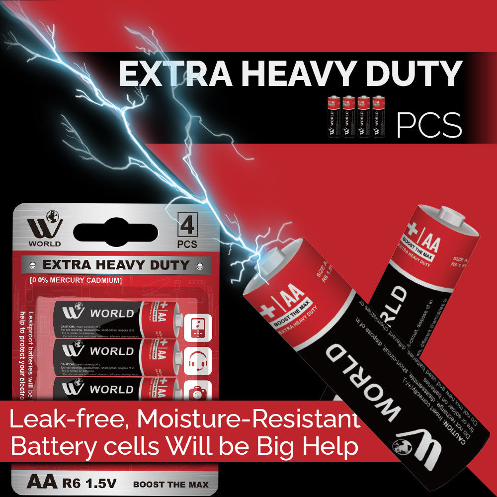 Extra Heavy Duty Battery Cells AA | 4 Pcs | WBM World