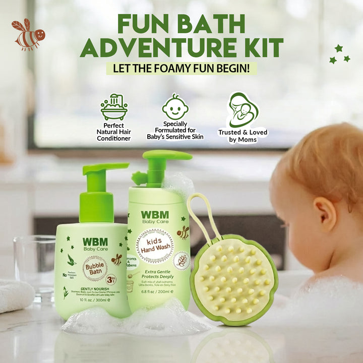 WBM Kids Bath Fun Kit – Bubble Bath, Hand Wash &amp; Hair Brush