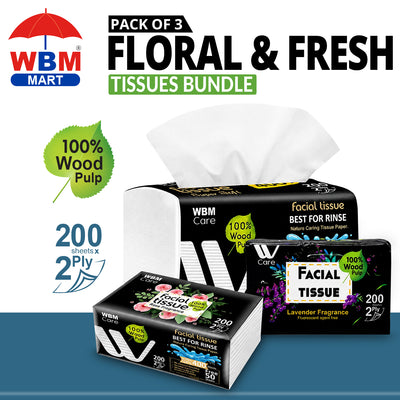 Pack of 3 - Floral & Fresh Tissues Bundle | WBM Care