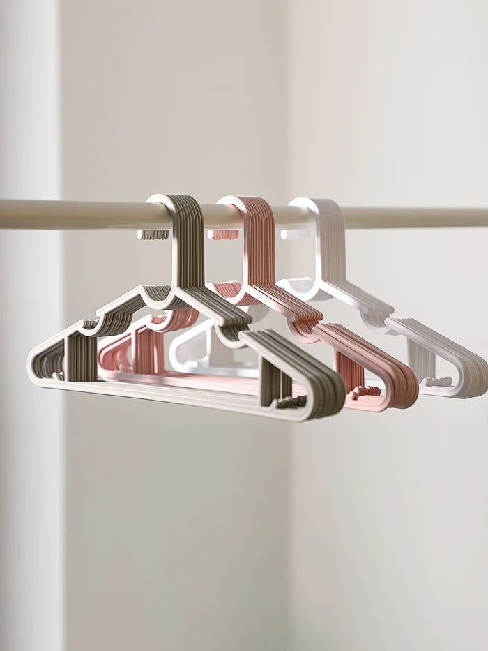 Simple Cloth Hanger Set – 10 Pcs Grey Space Saving Wardrobe Hangers | WBM MART