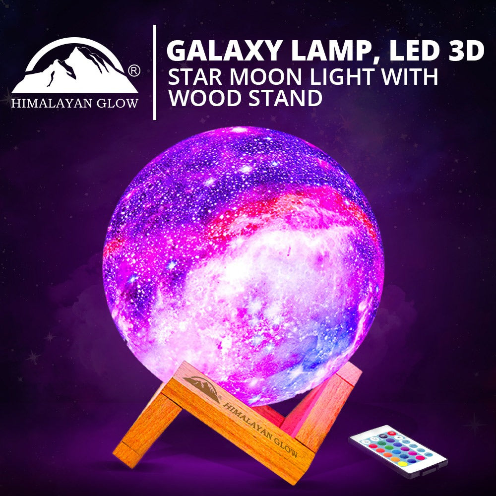 Galaxy Lamp, LED 3D Star Moon Light with Wood Stand | WBM Smart