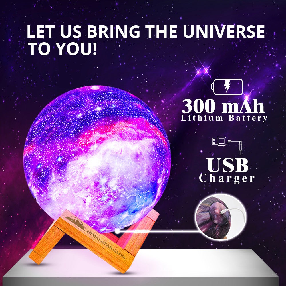 Galaxy Lamp, LED 3D Star Moon Light with Wood Stand | WBM Smart