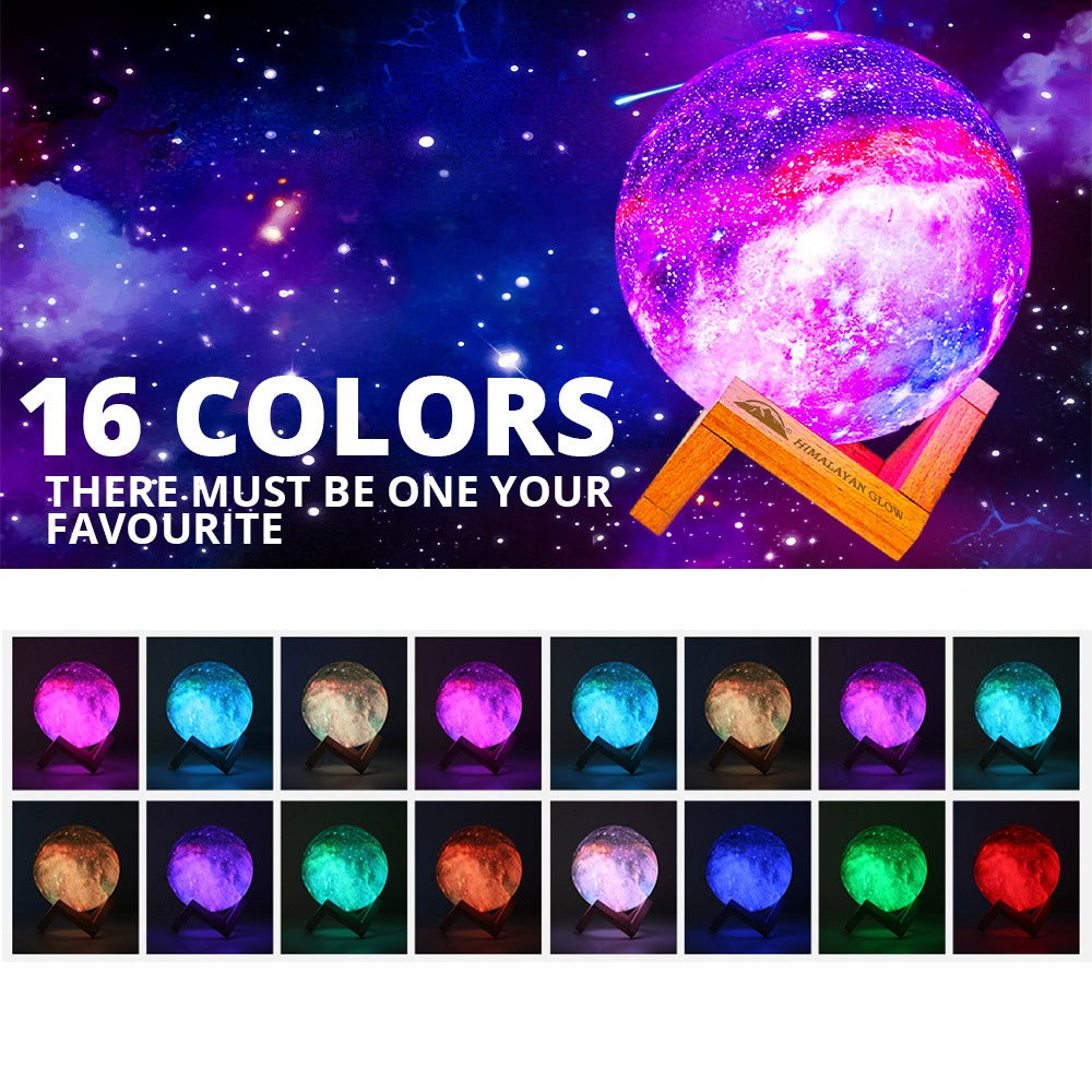 Galaxy Lamp, LED 3D Star Moon Light with Wood Stand | WBM Smart