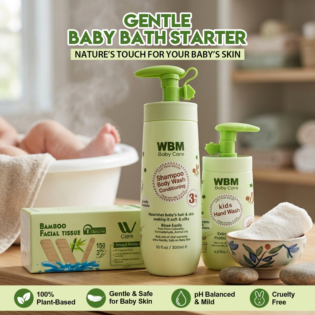 WBM Baby Bath Starter Kit – 3 in 1 Baby Wash, Hand Wash &amp; Tissue
