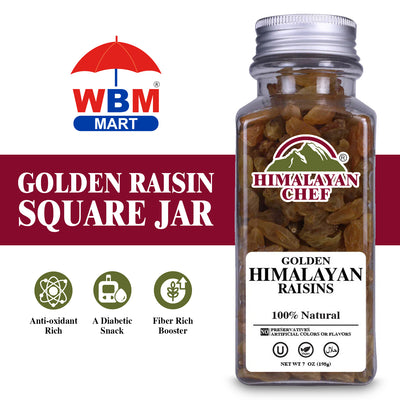 Golden Raisin Square Jar - 0.44 lbs (198g) | Himalayan Chef