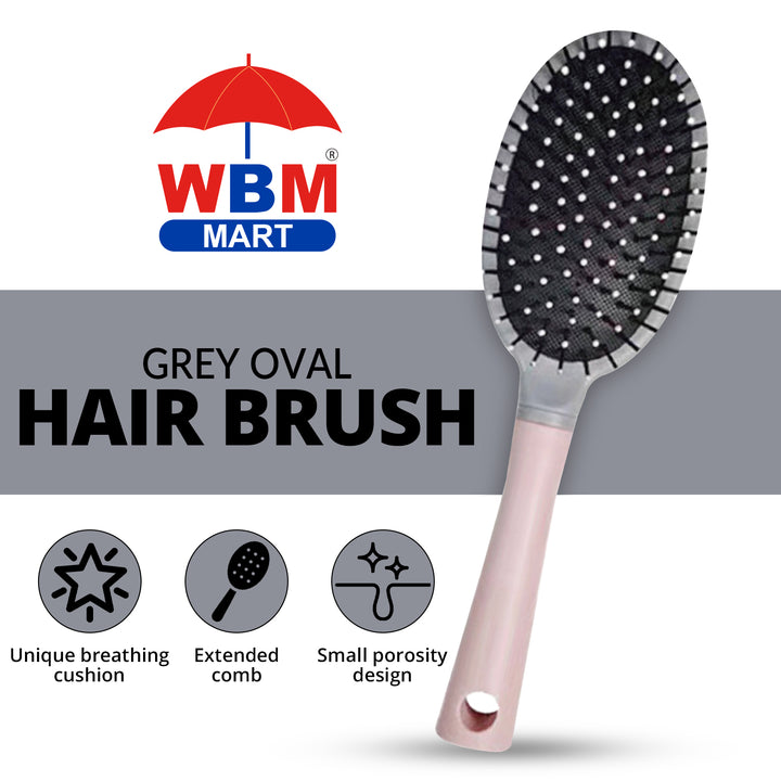 Grey Oval Hair Brush | WBM Care