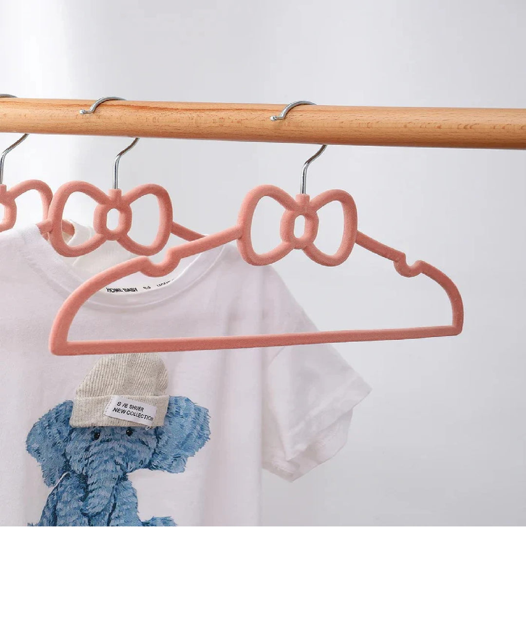 Kids Flocking Clothes Hangers Set – Bowknot Design (4 Pcs) | WBM MART