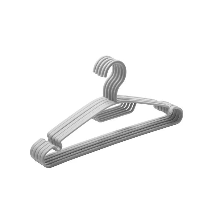 Anti-Slip Clothes Hanger Set – 5 Pcs Gray Velvet Finish | WBM MART