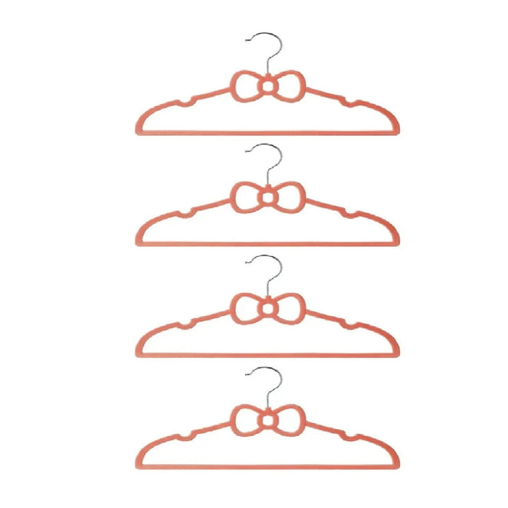 Kids Flocking Clothes Hangers Set – Bowknot Design (4 Pcs) | WBM MART