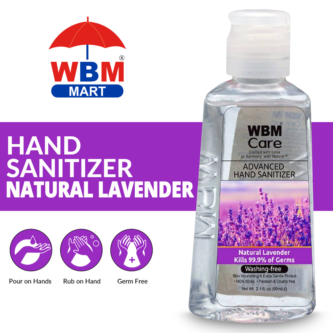 Hand Sanitizer Natural Lavender - 60ml | WBM Care