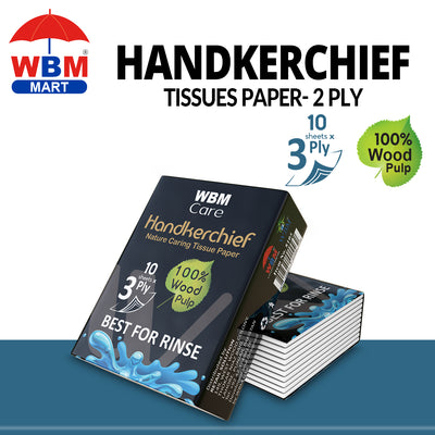Handkerchief Tissues Paper 3 Ply- 10 Sheets | WBM Care