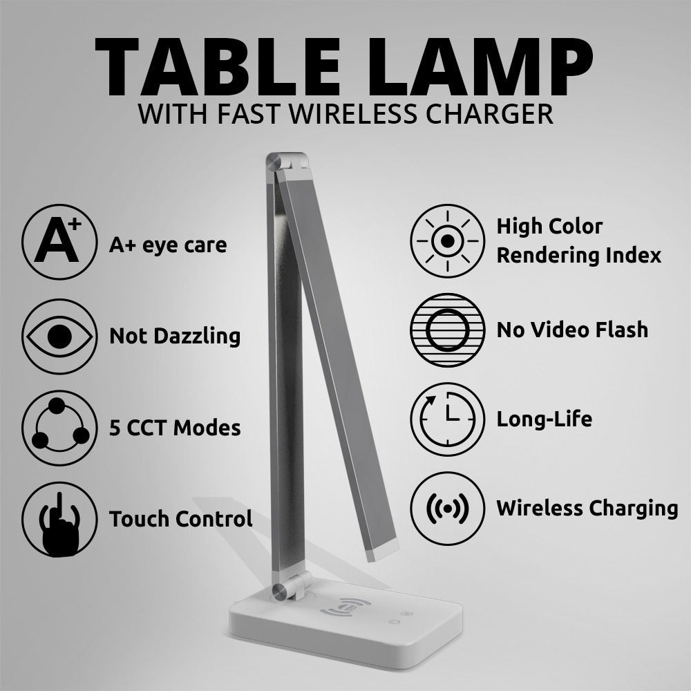 10 W Qi Wireless Fast Charger LED Desk Lamp | WBM Smart