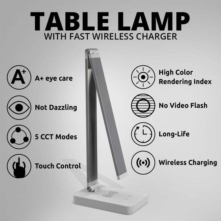 10 W Qi Wireless Fast Charger LED Desk Lamp | WBM Smart